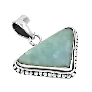 Colgante de Plata 925 con Piedra Preciosa de Aguamarina, Bañado en Rodio, Oro Rosa y Oro Blanco, Estilo Religioso, Regalo para Mujer - Product Image 1