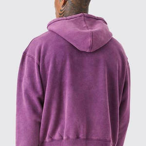 Pull-over personnalisé à capuche délavé à l'acide pour hommes OEM ODM Services sweats à capuche délavés à l'acide en coton uni vierge pour hommes à vendre - Product Image 5