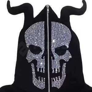 Sudadera con capucha de algodón 100% de peso pesado para hombre de mejor diseño cómoda manga completa con cuello con capucha de diamantes de imitación para invierno - Product Image 3