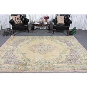 พรมขนาด 6.2x9.3 ฟุต, พรมวินเทจตุรกี, พรมลายพรางสีเหลือง - Product Image 3