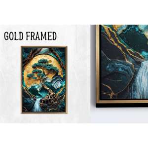 Landscape Lune Dorée : Toile Imprimée pour une Décoration Élégante, 1P Goldframedcanvas - Product Image 1