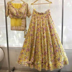 Meilleure vente de paillettes brodées lourdes en dentelle Cancan & Canvas Patta Style indien et pakistanais Lehenga Choli pour femme - Product Image 5