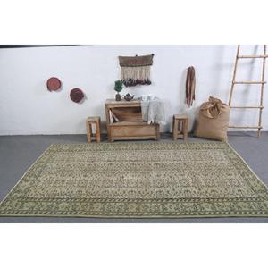 Alfombra Turca de 5.2x9 pies, Alfombra Grande Vintage, Alfombra de Lana Verde y Negra de Estilo Suroeste - Product Image 3