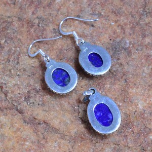 Boucles d'oreilles pendantes classiques en argent sterling 925 de style Boho faites à la main serties de pierres précieuses Lapis plaqué or cadeau de mariage pour soeur - Product Image 2