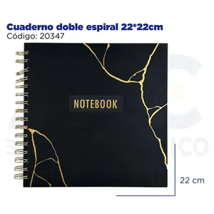 Cahier à double spirale 22*22cm format A5 couverture rigide imprimée de logo personnalisé en papier pour l'école, le bureau reliure à surpiqûres de selle - Product Image 2