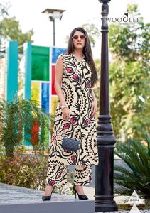Kurti élégant en rayonne imprimée numériquement pour femme, coupe droite, longueur genou, style Maruti, mode indienne et pakistanaise, tenue de fête pour adultes - Product Image 4