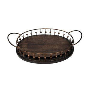 Plateau en bois au design élégant avec poignée en laiton Plateaux en bois antiques rustiques avec poignée en laiton Plateaux de service décoratifs - Product Image 3