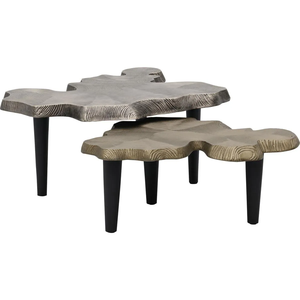 Mesa de Centro Moderna de Aluminio Estilo Real con Acabado Dorado Mate Negro, Mesa de Centro de Baja Altura para Sala de Estar y Dormitorio - Product Image 1