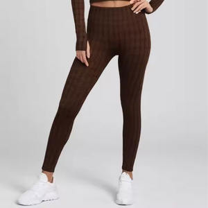 Mallas de Yoga de alta calidad para mujer, ropa deportiva de Spandex/nailon personalizada, patrón sólido de cintura media, precio razonable - Product Image 1