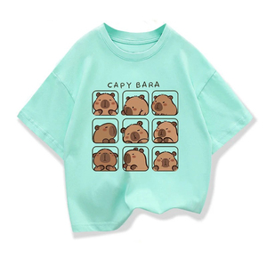 Camiseta de Manga Corta de Algodón 100% Transpirable de Punto Informal Personalizada al por Mayor de 200 g, Camiseta de Verano con Estampado de Media Manga para Niños - Product Image 4