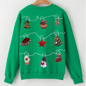 2025 <b>Christmas</b> Designer <b>Sweatshirt</b> with Sequin Handwork Custom Design at Wholesale Make in India - Product Image 2