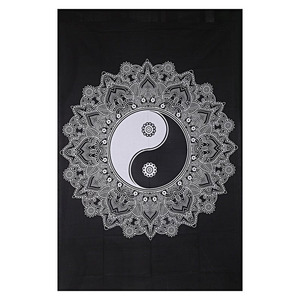 <span class=keywords><strong>Lenzuola</strong></span> a tema mandala in cotone stampato in bianco e nero su misura sun and moon ideali per la rivendita da negozi boho e hippie