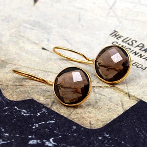 Elegantes Pendientes de Aro/Colgantes de Cuarzo Ahumado con Baño de Oro de 18k y Plata, con Gema Certificada, de Moda para Mujer, Joyería de Fiesta, Regalo - Product Image 1
