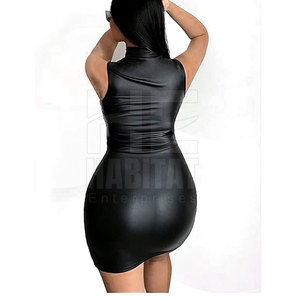 Robe en cuir minimaliste pour femme, robe moulante en cuir pour femme, tenue décontractée élégante au meilleur prix - Product Image 5
