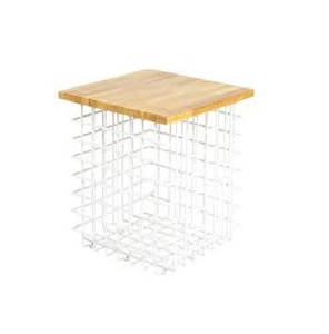 Table d'appoint moderne en bois avec base en métal jaune Table basse de style nordique pour le salon - Product Image 5