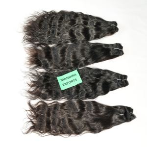 Wholesale Natural Chemical Free Raw Silky Black <b>Color</b> Bundles Wavy Deep Weave Vendor South Indian Temple Human <b>Hair</b> <b>Extensions</b> - Product Image 2
