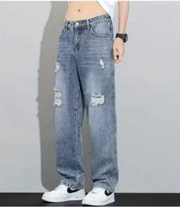 กางเกงยีนส์แบบขาดทันสมัยสำหรับผู้ชายกางเกงยีนส์ทรงหลวมทรงหลวมกางเกงลำลองทันสมัยเหมาะสำหรับใส่ทำงานแนวสตรีทฤดูร้อน - Product Image 1