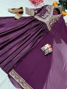Nouvelle robe Anarkali de créateur avec dupatta élégant, robes de mariée grande taille pour mariage et soirée - Product Image 5