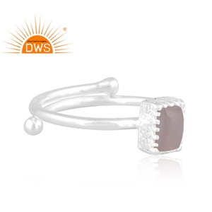 Vente chaude Fine Sterling Silver Naturel Gris Lune Pierre Gemme Bague Empilable Fabricant De Bijoux Personnalisé - Product Image 2