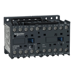 Contattore Reversibile SCHNEIDER ELECTRIC LP2K0601BD TeSys K 3P-AC-3 <= 440V 6A-1NC con Bobina 24V DC - Product Image 1