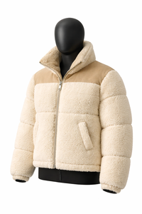 เสื้อแจ็คเก็ตขนเฟลซเชอร์ปาแบบเรียบง่ายสำหรับผู้ชาย คอตั้ง แต่งขอบไหล่ตัดกัน เสื้อโค้ทฤดูหนาว รับทำโลโก้ แบรนด์ส่วนตัว ผู้ผลิต - Product Image 6