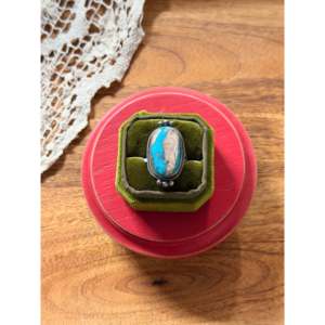Anillo para Hombre Scott Skeets, Turquesa Boulder, Plata de Ley, Corte Cojín, Engaste de Bisel, Talla 6.25, Rodio, para Uso Diario - Product Image 1