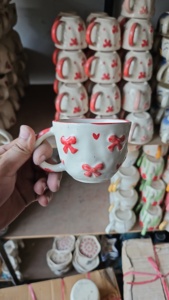 Ceramic Red Bow Ceramic <b>Mug</b> <b>Cute</b> Coffee & Tea Cup with Handle Gift for Women Wholesale Price - Product Image 2