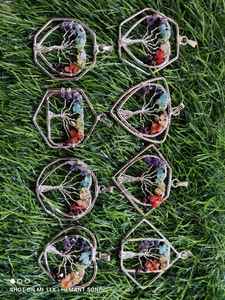 Fait à la main nouveau Design arrivée arbre de vie pendentif 7 Chakra arbre de vie pendentif en argent ornements et bijoux - Product Image 5