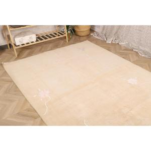 พรมขนาด 5.4x7.6 ฟุต, พรมตุรกีโบราณ, พรมขนสัตว์ลายทางสีเบจชมพู - Product Image 4