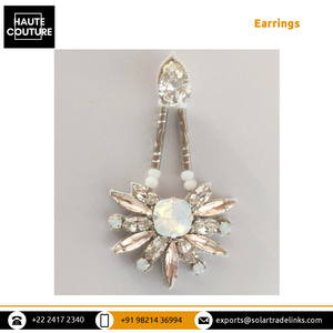 Pendientes de moda con cristales grandes en forma de gota, estilo broche, con cristales de ópalo y marquesa, pendientes llamativos personalizados de vendedor indio - Product Image 6