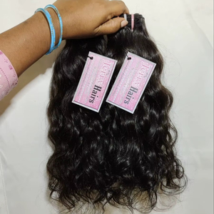 Natural indio crudo sin procesar suave y sedoso Remy solo dibujado templo virgen a granel máquina de cabello humano doble trama 100% Natural - Product Image 1