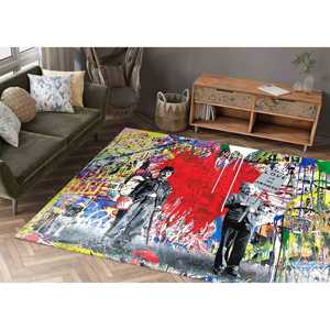 Alfombra de Arte Banksy: Alfombra Antideslizante Colorida para Sala de Estar, Alfombra Suave No Tejida - Product Image 1