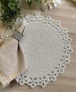<b>Beaded</b> <b>Placemat</b> Handmade Round Charger for Luxury Dining & Holiday Decor Unique Piece Handmade <b>Beaded</b>, <b>Placemat</b>, Housewarming - Product Image 3