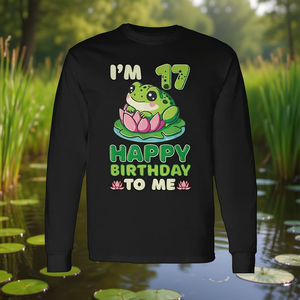 T-shirt à manches longues pour fête d'anniversaire Frog 17 ans, Lily Pad Nature Lover - Product Image 3