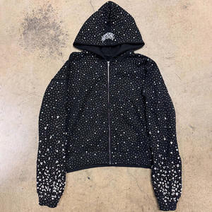 Sudadera Y2K Streetwear con Cierre de Cremallera, Bordado, Pedrería, Logotipo Personalizado, Talla Grande, 100% Algodón, Ecológica, Estilo Hip Hop para Invierno - Product Image 4