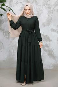 Abaya élégante à col bateau brodée décontractée pour femmes Tissu Nida de qualité supérieure Design modeste et élégant Longueur au sol Manches longues Respirant - Product Image 4