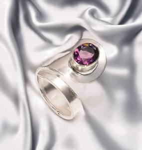 Anillo de amatista hecho a mano, plata de ley 925, piedra de nacimiento de febrero, joyería elegante, regalo para mujer, diseño bohemio - Product Image 4