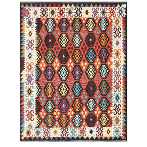 Alfombra Kilim de Maimana, Afganistán, 236 x 180 cm, Alfombra Tradicional Afgana - Product Image 1