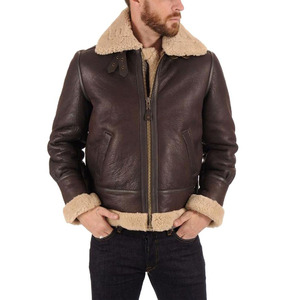 Mens <b>Flying</b> Winter Aviator Shearling Leather <b>Jacket</b> Bomber Warm Filling Fur Vintage Flight Pilot Real Leather Coat <b>Jacket</b> OEM - Product Image 5
