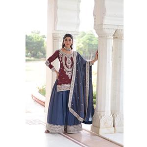 Conjunto de Sharara con Bordado y Lentejuelas, Trajes Sharara Modernos para Venta de Exportación - Product Image 1