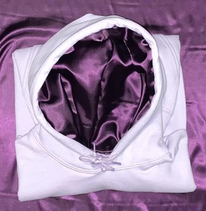 Embroidered Logo Satin Lined Hoodies 100% Cotton Streetwear Custom Heavyweight Blank Pullover Silk <b>Hoodie</b> for Men - Product Image 2
