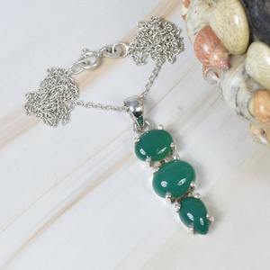 นิลสีเขียว 925 เงินสเตอร์ลิงอัญมณีจี้ W/หรือ W/o Handmade เครื่องประดับจี้รูปไข่ของขวัญสําหรับเธอ - Product Image 4