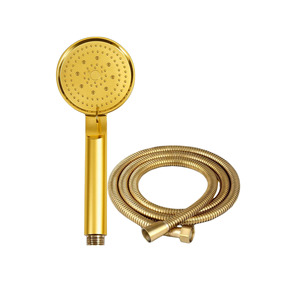 5-Function Gold <b>Shower</b> Head Set with Spiral Hose <b>Shower</b> Room <b>Accessory</b> - Product Image 1