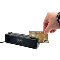 Lector de tarjetas de crédito rfid de largo alcance para sistema pos, lector de tarjetas de banda magnética portátil USB con escritor/lector