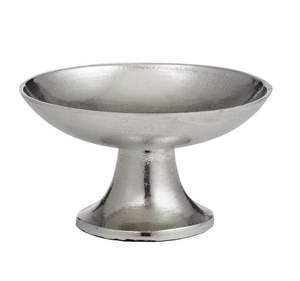 Bol central moderne en aluminium argenté |   Bol décoratif pour noix et fruits pour table basse |   Plat et bol de service en métal moulé de luxe - Product Image 3