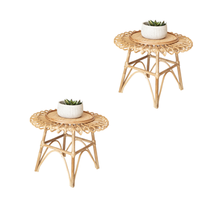 Table basse ronde en rotin et bambou noir pour la décoration intérieure, fabriquée par VgreenArt - Product Image 4