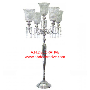 Portavelas de aluminio, candelabros de 5 luces con candelabros hechos a mano de boda niquelados, soporte para la venta, impresión personalizada - Product Image 3