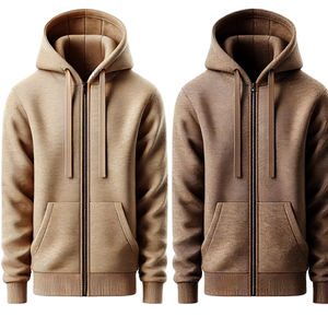 Veste de course à pied pour hommes, sweats à capuche thermiques en coton, coupe ample, laine, fermeture éclair, polaire délavée, à capuche 100% coton - Product Image 2