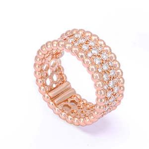 Anillo de oro rosa Jaali Majestic, chapado en rodio con ajuste invisible, joyería de platino Amarillo Blanco certificada por IGI - Product Image 1