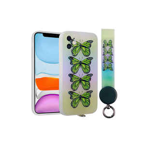 Coque en silicone souple antichoc pour iPhone 11 avec motif de luxe et dragonne réglable - Product Image 1